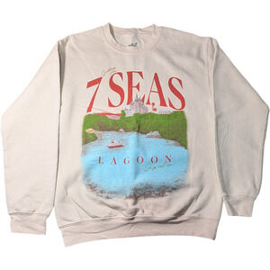 Lost Bros Cream-Colored Sweatshirt Greetings From 7 Seas Lagoon Size S VTG Style